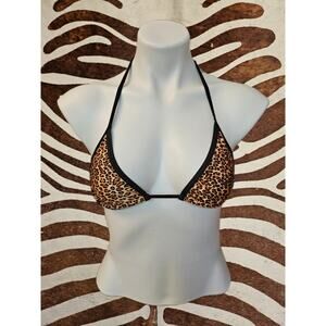 Vintage Deadstock Animal Print Meridian Swimwear Sz S Bikini Top Made In USA